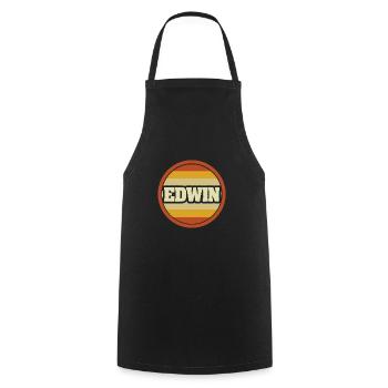 First name Edwin - Cooking Apron - black - Front - AI Model Male 185 dark (185cm)