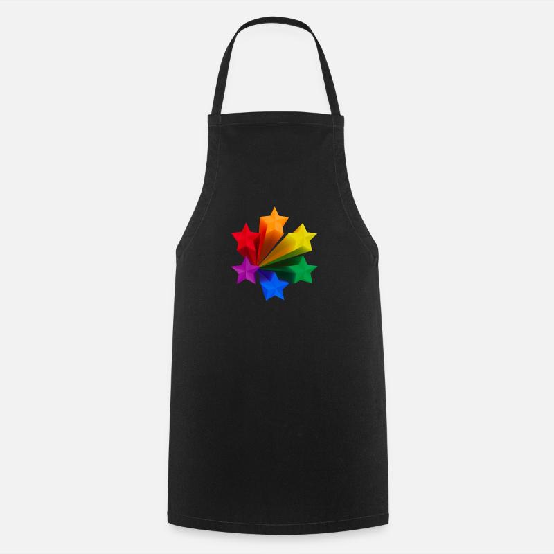 Dynamic Rainbow Stars LGBT - Cooking Apron - black