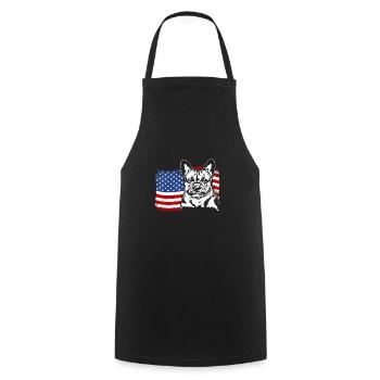 Bouledogue français Drapeau américain Wilsigns - Tablier de cuisine - noir - Devant - AI Model Male 185 dark (185cm)