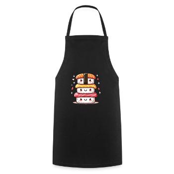 Japanese Food Kawaii Sushi Lover - Cooking Apron - black - Front - AI Model Male 185 dark (185cm)
