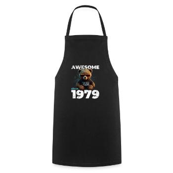 45th Birthday Original 1979 Vintage 1979 Bear Cute - Cooking Apron - black - Front - AI Model Male 185 dark (185cm)