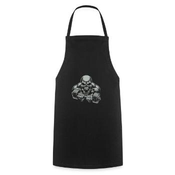 No Limit Hard Workout Skull with Dumbbell - Cooking Apron - black - Front - AI Model Male 185 dark (185cm)