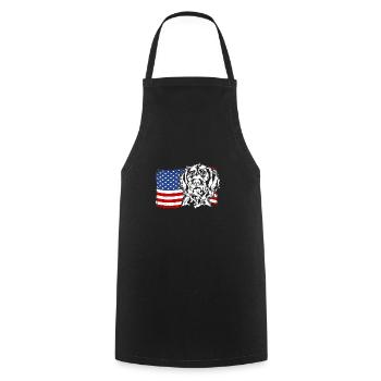 Allemand à poil dur US Drapeau de l’Amérique Wilsigns - Tablier de cuisine - noir - Devant - AI Model Male 185 dark (185cm)