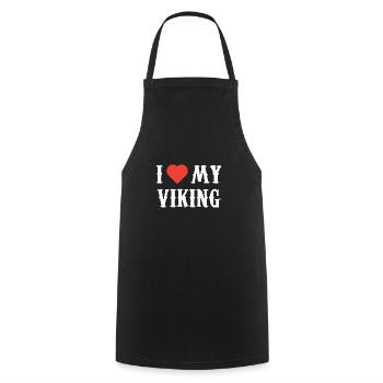 Ich liebe meine Wikinger Kleidung Valentine Geschenk ihre Frauen - Kochschürze - Schwarz - Vorne - AI Model Male 185 dark (185cm)