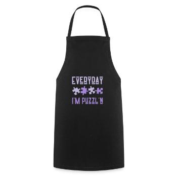 Everyday I'm Puzzl'n Jigsaw Puzzle Master Puzzling - Cooking Apron - black - Front - AI Model Male 185 dark (185cm)