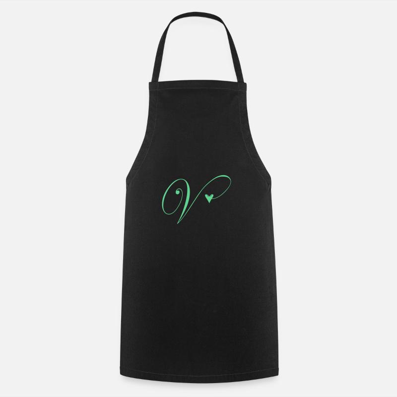 Monogramm V Herz Ranke - Kochschürze - Schwarz