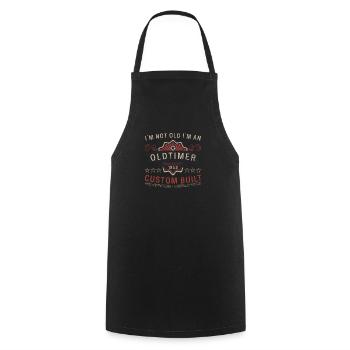 70. Geburtstag Oldtimer Februar Jahrgang 1955 - Kochschürze - Schwarz - Vorne - AI Model Male 185 dark (185cm)
