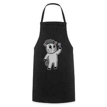 Horse with toothbrush - Cooking Apron - black - Front - AI Model Male 185 dark (185cm)