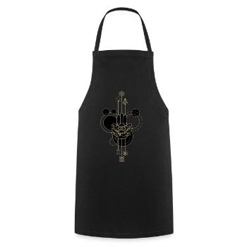Main Hamsa dorée lotus éthéré - Tablier de cuisine - noir - Devant - AI Model Male 185 dark (185cm)
