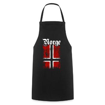 Norge | Norwegen mit Norwegischer Flagge - Kochschürze - Schwarz - Vorne - AI Model Male 185 dark (185cm)