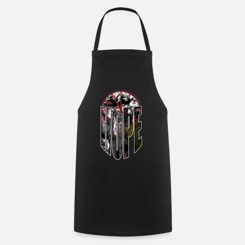 Hope Clock 5 to 12 Tree Nature Climate Environment - Cooking Apron - black