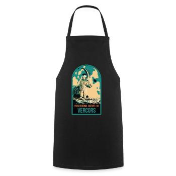 Illustration d'un Bouquetin dans Parc du Vercors - Tablier de cuisine - noir - Devant - AI Model Male 185 dark (185cm)