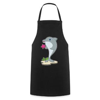 Dolphin Starfish - Cooking Apron - black - Front - AI Model Male 185 dark (185cm)