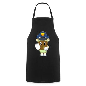 Café Policier Sifflet Police - Tablier de cuisine - noir - Devant - AI Model Male 185 dark (185cm)
