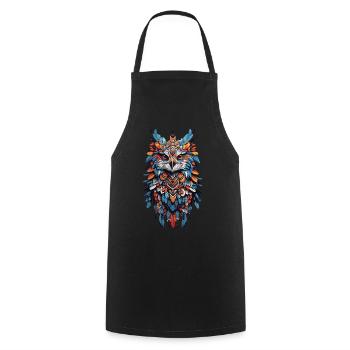 Spiritual Falcon Feather Mandala Bohemian Spirit - Cooking Apron - black - Front - AI Model Male 185 dark (185cm)
