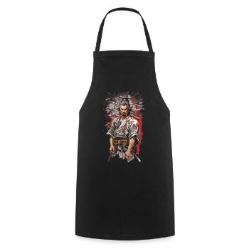 Aesthetic Samurai Retro Japan Movie Poster Art - Cooking Apron - black - Front - AI Model Male 185 dark (185cm)