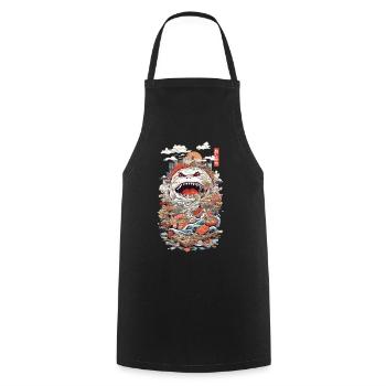 Retro Sushi Monster La merveille culinaire du Japon - Tablier de cuisine - noir - Devant - AI Model Male 185 dark (185cm)