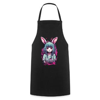 Kemonomimi Bunny Anime Pastel Goth Kawaii Girl - Cooking Apron - black - Front - AI Model Male 185 dark (185cm)