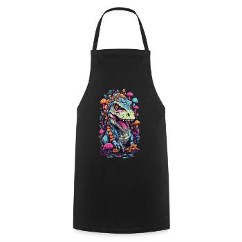 Psychedelic Dinosaur Mushroom Weirdcore Art - Cooking Apron - black - Front - AI Model Male 185 dark (185cm)