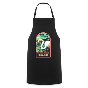 Flamand Rose Camargue : Nature Enchantée - Tablier de cuisine - noir - Devant - AI Model Male 185 dark (185cm)