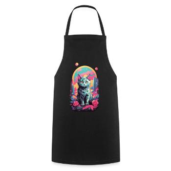 Magische Pastell Goth Katze mit Rosen Design - Kochschürze - Schwarz - Vorne - AI Model Male 185 dark (185cm)