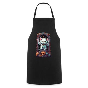 Okkulte Dämonen Katze Gothic Style - Kochschürze - Schwarz - Vorne - AI Model Male 185 dark (185cm)