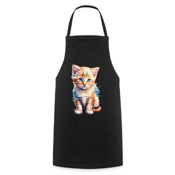 Cat with flowers - Cooking Apron - black - Front - AI Model Male 185 dark (185cm)