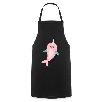 Sea Unicorn Narwhal - Cooking Apron - black - Front - AI Model Male 185 dark (185cm)