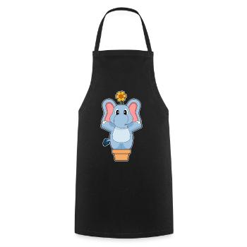 Elephant Flower - Cooking Apron - black - Front - AI Model Male 185 dark (185cm)