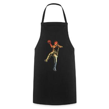 Handball fille look rétro - Tablier de cuisine - noir - Devant - AI Model Male 185 dark (185cm)
