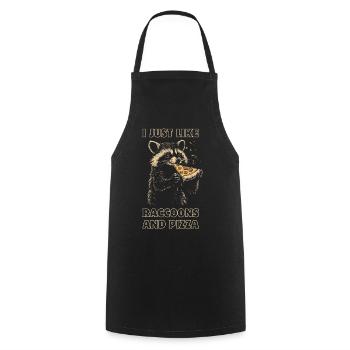 Raton laveur mangeant de la pizza - Tablier de cuisine - noir - Devant - AI Model Male 185 dark (185cm)