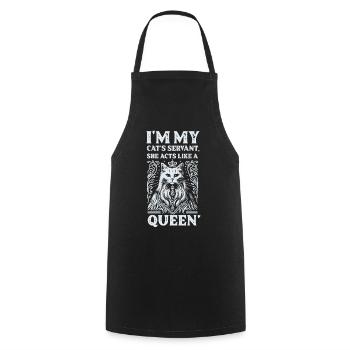 Elegant Cat Queen T-Shirt Design - Cooking Apron - black - Front - AI Model Male 185 dark (185cm)