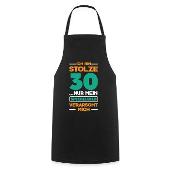 Funny 30th birthday gift - Cooking Apron - black - Front - AI Model Male 185 dark (185cm)