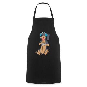 T-shirt Dachshund Gamer - Tablier de cuisine - noir - Devant - AI Model Male 185 dark (185cm)