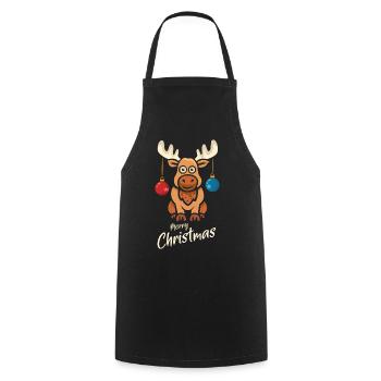Merry Christmas Elch Cartoon - Kochschürze - Schwarz - Vorne - AI Model Male 185 dark (185cm)