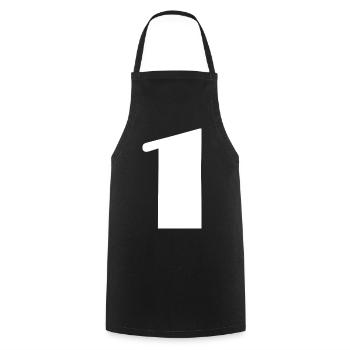 1. 1 year. 1st ANNIVERSARY. 1 YEAR ANNIVERSARY - Cooking Apron - black - Front - AI Model Male 185 dark (185cm)
