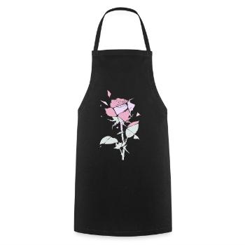 Pastellfarbene Rose Fragmente - Kochschürze - Schwarz - Vorne - AI Model Male 185 dark (185cm)