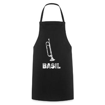 Trompeten Basil - Kochschürze - Schwarz - Vorne - AI Model Male 185 dark (185cm)
