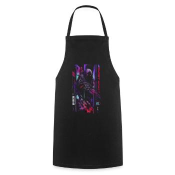 Geister-Neon-Cyberpunk – Halloween - Kochschürze - Schwarz - Vorne - AI Model Male 185 dark (185cm)