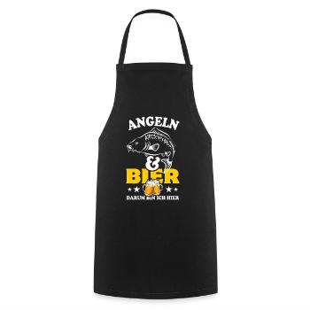 Angeln und Bier darum bin ich hier - Karpfen - Kochschürze - Schwarz - Vorne - AI Model Male 185 dark (185cm)