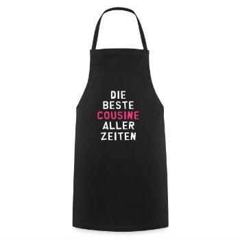 Cousin / Cousine / Vetter / Bruder / Tante / Onkel - Kochschürze - Schwarz - Vorne - AI Model Male 185 dark (185cm)