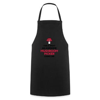Mushroom / Champignon / Pilz / Picking - Cooking Apron - black - Front - AI Model Male 185 dark (185cm)