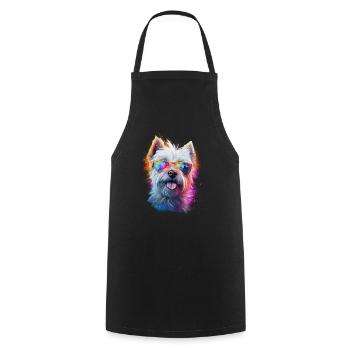 Yorkshire Terrier dog with glasses - Cooking Apron - black - Front - AI Model Male 185 dark (185cm)