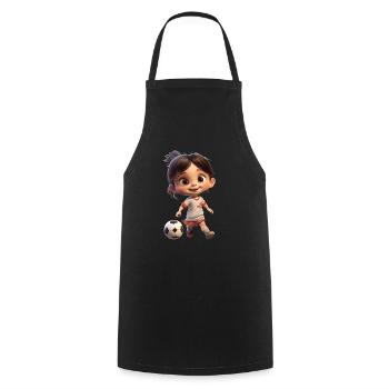 Female Footballer Girl - Cooking Apron - black - Front - AI Model Male 185 dark (185cm)
