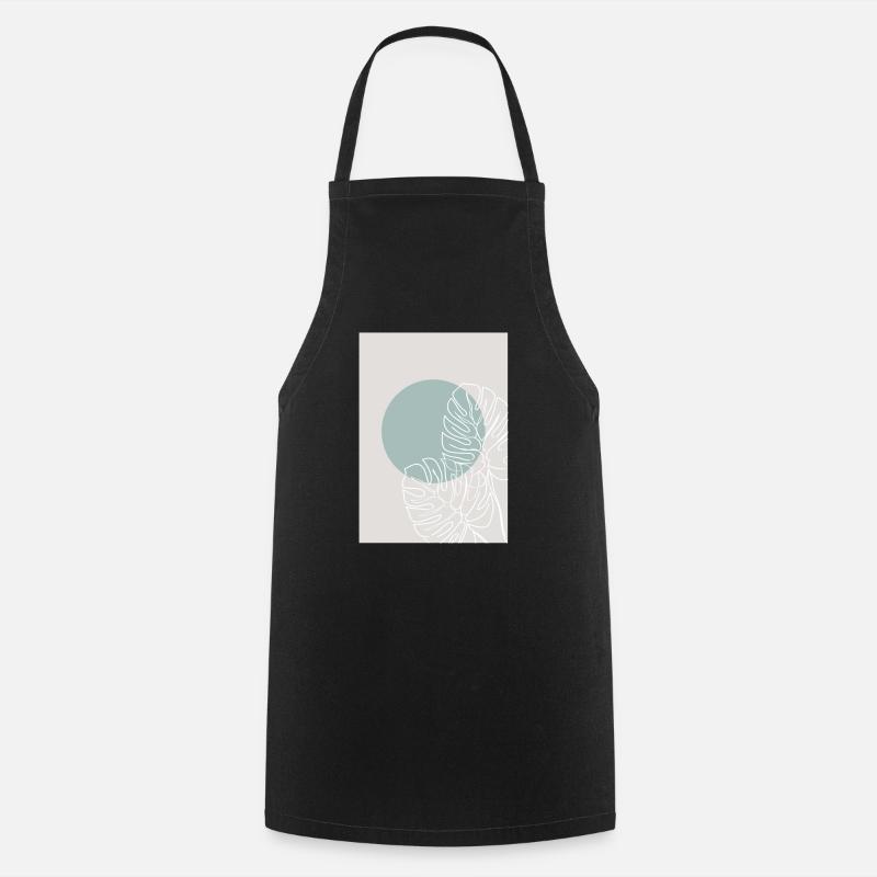 MONSTERA LINE-ART - Cooking Apron - black