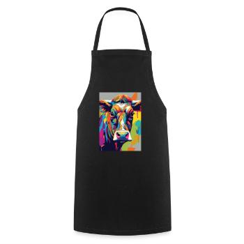Cow skull colorful - Cooking Apron - black - Front - AI Model Male 185 dark (185cm)