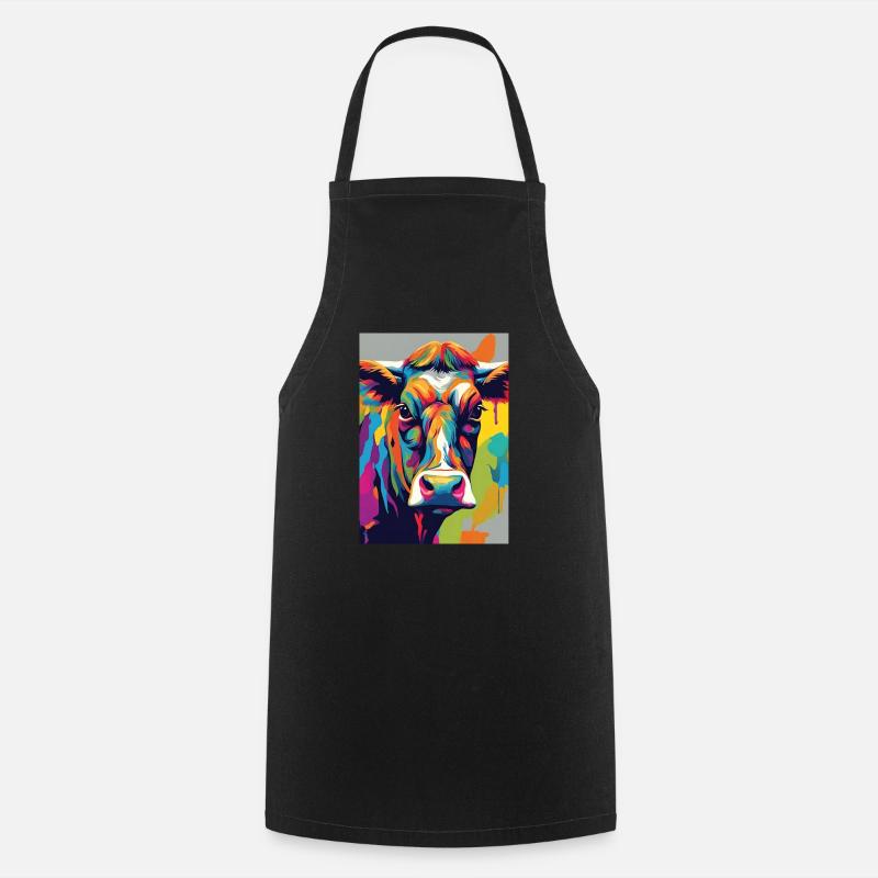 Cow skull colorful - Cooking Apron - black