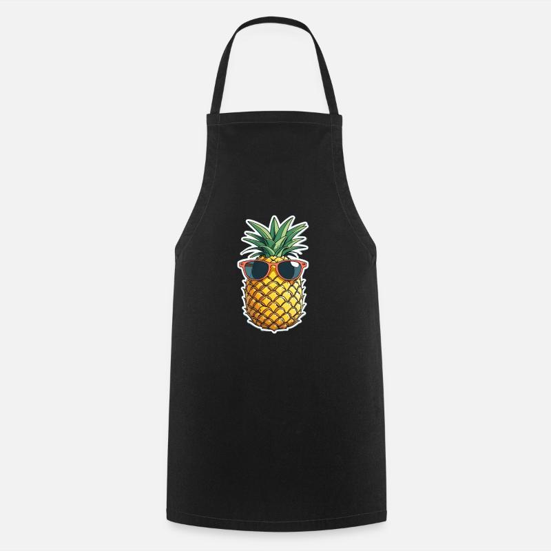 Pineapple with glasses - Cooking Apron - black