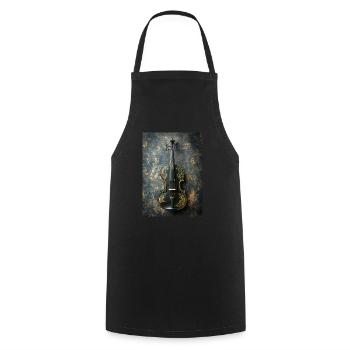 Élégance ornementée – Art du violon noir et or - Tablier de cuisine - noir - Devant - AI Model Male 185 dark (185cm)