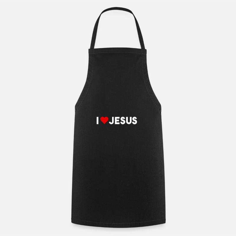I Love Jesus - Herz - Kochschürze - Schwarz